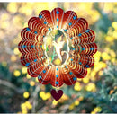 SteadyDoggie Wind Spinner - 12-Inch 3D Stainless Steel Lovebird Design with Heart Pendant - Laser Cut Metal Art Geometric Pattern - Hanging Kinetic Yard Garden Decor by GreenHaven Gardens