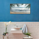 Framed Tropical Beach Wall Art - Ocean Waves Canvas Pictures Coastal Blue Sky and Sea Print Seaside Palm Tree Leaves Scene Painting Artwork Living Room Bedroom Office Home Decor 20" x 40" by CozyNest Decor