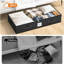 SpaceWhisper 90L Under Bed Storage Containers, 6-Pack Storage Bins with Clear Top, Foldable Closet Organizers and Storage with Label Holder for Clothing, Blankets, Comforter & Pillows(Black) by CozyNest Decor