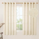 LAMIT Linen Curtains 63 inch Long for Living Room, Linen Light Filtering Boho Semi Sheer Window Textured Modern Drapes with Bronze Grommet for Bedroom, 2 Panels Set, 60 x 63 Inch, Beige by CozyNest Decor
