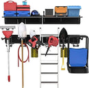 TORACK Garage Storage Organizer Systems, Wall Mount Overhead shelving, 48 inch Heavy Duty Steel Tool Racks, 6-Pack 12'' Double Hooks, 48 inch by 7 inch Floating Shelves, up to 1200Ibs by GreenHaven Gardens