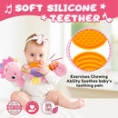 Baby Toys 0 to 12 Months, Musical Stuffed Animal Activity Soft Toys with Multi-Sensory Crinkle, Rattle and Textures,Infant Tummy Time Toys for Newborn Girls, Seahorse, Pink by TinyTreasures Baby Boutique