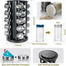 Black Countertop Revolving Spice Rack, Empty 20-Jars Rotating Spice Rack Organizer, Round Carousel Tower, 135 Spice Labels with Funnel Complete Set, for Kitchen Countertop, Cabinet by CozyNest Decor
