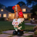 COWOS Garden Gnome Statues Outdoor Decor, Solar Gnomes with LED Lighted Flowers, Solar Resin Outdoor Statue Sculpture, for Woman Gift Home and Garden Decor by CozyNest Decor