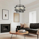 4-Light Black Chandelier for Dining Room, 19.7" Modern Farmhouse Pendant Light with Geometric Metal Frame, Industrial Flush Mount Ceiling Light for Living Room, Bedroom, Kitchen Island, Hallway, Foyer by CozyNest Decor