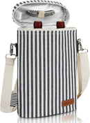 ZORMY 2 Bottle Wine Tote Carrier, Dark Blue, 750 mL Capacity, Polyester Material, With Shoulder Strap and Corkscrew by TinyTreasures Baby Boutique