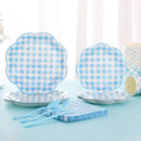 350 Pcs Blue Gingham Plates and Napkins Party Supplies - Blue and White Checkered Plates Sets Serve 50 Guests - Scalloped Gingham Paper Plate for Birthday Dinner Wedding Baby Shower Party Decorations by CozyNest Decor
