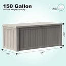 150Gal Outdoor Deck Box Waterproof, Lager Patio Storage Box Indoor and Outdoor Use, Lockable Resin Storage Bin for Patio Furniture Cushions Garden Tools, Package Delivery,UV Resistant-Grey by CozyNest Decor