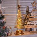 Christmas Tree Lamp, Spiral Christmas Tree with Glittering Star, AA Battery Operated Gold Christmas Tree Light with Metal Stand for Christmas Table Decoration（Batteries not Included） by GreenHaven Gardens