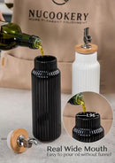 Nucookery Ceramic Olive Oil Dispenser Bottle for Kitchen, 14 oz Opaque Vinegar Dispenser Bottle, Large Capacity Cooking Oil Container for Storage Vinegar, Soy Sauce, Coffee Syrup, Black by CozyNest Decor