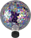 Alpine Corporation 10" Diameter Indoor/Outdoor Glass Mosaic Gazing Globe Yard Decoration, Purple Pearlized Petals Design by GreenHaven Gardens