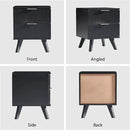 Fluted Nightstand, Mid Century Modern 2 Drawer Bedside Table for Bedroom, Small Dresser Night Stand Side Table End Tables with Wood Drawer Storage for Bedroom Closet(Black) by CozyNest Decor