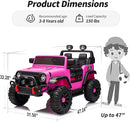 2 Seater Ride on Car Truck, 12V Kids Electric Ride on Toy for Big Kids Age 3-8 w/Remote Control- Hot Pink by TinyTreasures Baby Boutique
