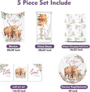 Personalized Nursery Crib Bedding Set: Custom Name Floral 5 Piece Baby Crib Sets with Highland Cow Design - Toddler Double Layer Blanket Set, Comfortable Crib Bed Sheets for Baby Grils by TinyTreasures Baby Boutique
