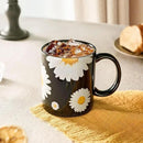 12Oz Daisy floral Black Ceramic Mug, Mug for Daily Coffee and Tea, Lead-free Microwave and Dishwasher Safe Coffee Mug, Perfect gifts for Women and men by CozyNest Decor