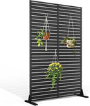 Metal Privacy Screen with Stand 72" H×47" W Outdoor Freestanding Privacy Screen & Panels, Outdoor Privacy Screen for Deck Patio Balcony(Black-Louvered) by GreenHaven Gardens