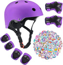 Kids Bike Helmet with Knee Elbow Wrist Pads Guards,Pink,for Ages 2-3-5-8-14,Sports Bicycle,Skate Scooter,Rollerblading with Unicorn Sticker by TinyTreasures Baby Boutique