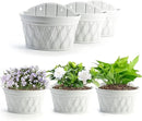 Sungmor Wall Hanging Planters,11.5 Inch Hanging Flower Pots for Railing Fence - Indoor Outdoor Balcony Wall Hanging Basket, Plastic Plant Pot Container - Half Round & 3PC Pack & Grey White by CozyNest Decor