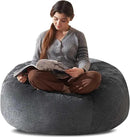 Bean Bag Chair 3Ft, Memory Foam Filled, Large Beanbag Chairs for Adults and Teens, Soft Sofa with Removable Flannel Cover, Round Couch for Living Room Bedroom College Dorm (Dark Gray, 3FT-36×36"×24") by CozyNest Decor