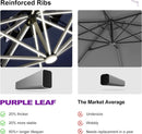 PURPLE LEAF 12ft Solar powered LED Patio Umbrella Outdoor Round Umbrella Large Cantilever Umbrellas with LED lights Windproof Offset Umbrellas Sun Umbrella for Garden Deck Pool Patio, Navy Blue by GreenHaven Gardens