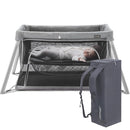 2 in 1 Portable Travel Crib for Toddler, Foldable Crib for Baby, Lightweight Playpen Collapsible Playard with Soft Mattress, Easy to Carry Baby Travel Bed for Outdoor, Indoor (Grey) by TinyTreasures Baby Boutique