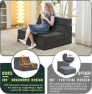jela Foldable Sofa Bed Soft Foam Convertible Sleeper Chair Luxury Miss Fabric Fold Out Chair Bed Floor Couch with Back Support Floor Sofa for Living Room Bedroom (Twin,Dark Gray) by CozyNest Decor