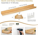 Floating Picture Ledge Shelves 48 Inch Solid Oak Wood Set of 2, Rustic Wall Storage Shelves with Lip, Kids Bookshelf, Photo & Picture Ledge Shelves for Bedroom, Living Room, Kitchen by CozyNest Decor