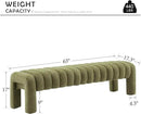 63" Bedroom Bench, Upholstered Entryway Bench, Modern End of Bed Ottoman with Solid Wood Legs and Adjustable Foot Pegs for Entryway, Dining Room and Living Room, 440lbs (Green Boucle) by CozyNest Decor