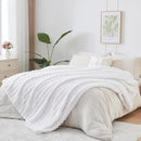 NEWCOSPLAY Faux Fur Twin Blanket White Bubble Blanket Thick Warm Soft for Couch Sofa Bed 550GSM (White, Twin(60"x80")) by CozyNest Decor