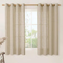 LAMIT Linen Blended Window Curtains 63 inch Length for Bedroom, Soft Semi Sheer Light Filtering Burlap Curtain Panles with Bronze Grommet Drapes for Living Room, 2 Panels Set, 52 x 63 Inch, Brown by CozyNest Decor