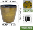 Dexceder 15x14 Self Watering Planter with Wheels Indoor Outdoor, Inner Pot Design, Thickened Large Floor Standing Flower Plant Pot with Water Level Indicator (Yellow Brown Gradient) by CozyNest Decor