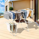 COSTWAY Clothes Drying Rack, Foldable 2-Level Laundry Drying Rack w/Height-Adjustable Wings, 33 Drying Rails & Sock Clips, Standing Large Drying Rack for Clothing, Indoor Outdoor Use by CozyNest Decor