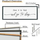 SRSZHIYUE Give It To God And Go to Sleep Sign 40"×15" for Master Bedroom Above Bed Wall Decor Large Farmhouse Guest Room Over Art Decoration (White) by CozyNest Decor