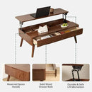 100% Solid Wood Lift Top Coffee Table for Living Room, Mid Century Modern Tables with Drawers and Large Storage, Oak Wood Coffee Tables for Small Spaces (Oak Walnut Color, 47.24"W x 23.62"D x 25.59"H) by CozyNest Decor