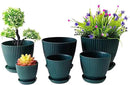 Plant Planters with Drainage Holes and Trays Pack of 6 Plant Pots Indoor and Outdoor Flowers Pots Different Size Plastic Pots, Dark Green by GreenHaven Gardens