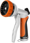RESTMO Garden Hose Nozzle, Heavy Duty Metal Water Hose Nozzle with 7 Adjustable Spray Patterns, High Pressure Hand Sprayer with Flow Control, Best for Watering Plant & Lawn, Washing Car & Pet, Orange by GreenHaven Gardens