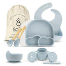 All In One Silicone Feeding Set - Safe for 6-12 Months - Non-Toxic Baby Led Weaning Supplies - Toddler Self Feeding Utensils - BPA-Free - Mess Free Essentials by TinyTreasures Baby Boutique