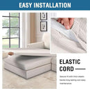 H.VERSAILTEX Super Stretch Individual Chaise Cover Sectional Couch Covers for L Shaped Sofa Both Left/Right Featuring Thick Jacquard Textured Twill Fabric (1 Piece Chaise Cover Large, Ivory) by CozyNest Decor
