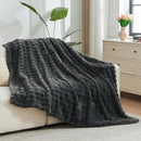 NEWCOSPLAY Faux Fur Twin Blanket Grey Bubble Blanket Thick Warm Soft for Couch Sofa Bed 550GSM (Grey, Twin(60"x80")) by CozyNest Decor