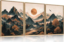 Large Boho Mountain Framed Canvas Wall Art Set, Brown Ridge Landscape Wall Decor, Pine Tree Scenery Wall Painting, Abstract Wilderness Art Print for Living Room, Bedroom, Office - 16"X24"X3 by CozyNest Decor