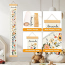Personalized Name Growth Chart Wall Decor for Kids – Canvas Removable Height Chart Measuring Ruler 59" x 7.9" (Flowers) by TinyTreasures Baby Boutique