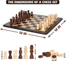 3-in-1 Wooden Chess, Backgammon Set and Checkers Set- 12 Inch Portable Board Game for Kids and Adults, Classic Strategy Game with Durable Chess Pieces Perfect for Travel Family Game Educational Games by TinyTreasures Baby Boutique