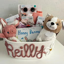 Personalized Baby Name Basket, Custom Woven Baby Shower Gift Basket with Cotton Rope Handle Baby Diaper Nursery Shelf Storage Basket Bin for Kids' Bedroom (Style 1) by TinyTreasures Baby Boutique