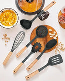 Kitchen Utensils Set, 13PCS Silicone Cooking Utensils, Heat Resistant Kitchen Utensil Spatula Set for Nonstick Cookware, Wooden Handles Kitchen Gadgets Tools Set by CozyNest Decor