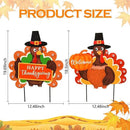 2 PCS Fall Decorations Outdoor Metal Happy Thanksgiving Decorative Garden Stakes with Led Light Welcome Pumpkin Turkey Yard Signs Fall Harvest Lawn Garden Lawn Pathway Decor by CozyNest Decor