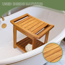 Teak Shower Bench-Solid Teak Wood Shower Chair with Towel Bars & Storage Shelf, Stable Non-Slip Bathroom Stool for Elderly & Recovery, Heavy Duty Shower Seat for Inside Shower & Tub Safety 17 inch by TinyTreasures Baby Boutique