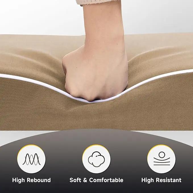 PNP FKJP 2 Pack Outdoor Chair Cushion 20" X 20" X 4", Waterproof Outdoor Seat Cushions with Non-Skid Ties, Khaki (Cushion + Cover), photo 3 of 7