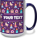 Personalized Mug for Kids - Princesses - Custom Name/Text, Ceramic Hot Chocolate/Cocoa/Coffee Cup for Girls, Birthday/Christmas/Holiday Gift - 15 oz, Navy Blue Handle by TinyTreasures Baby Boutique
