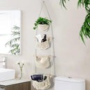 4 Tier Hanging Fruit Basket for Kitchen, Beige Boho Cotton Rope Crocheted Fruit Holder for Bathroom Bedroom, Detachable Wall Hanging Basket Shelves Over Door Organizer for Fruits Veggie Plant Decor by CozyNest Decor