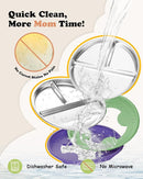 Stainless Steel Toddler Suction Plate with Lid, Deeper 9" Divided Plates with Removable Silicone Sleeves for Kids, Non Toxic & BPA Free | Unbreakable Baby Snack Dishes Set of 2, Green & Purple by TinyTreasures Baby Boutique